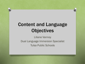 Language Objectives - Curriculum and Instruction