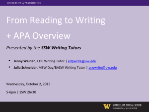 From Reading to Writing & APA Overview Workshop Slides