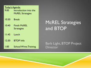 McREL Strategies and BTOP