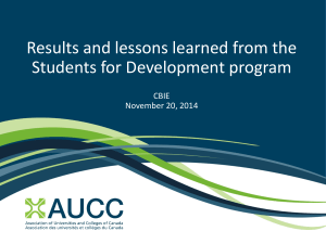 AUCC*s SFD Program 2005-12: What were its Development Impacts?