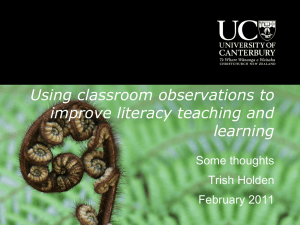 Classroom observations of literacy practice