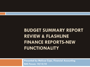 Budget summary report review & Flashline Finance Reports