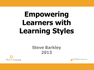 Empowering Learners with Learning Styles Steve Barkley 2013