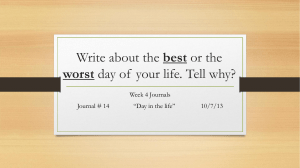 Write out the best or the worst day of your life. Tell why?