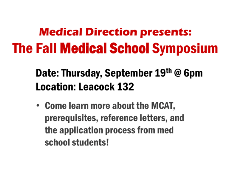 Medical School PreReqs Medical School PreReqs