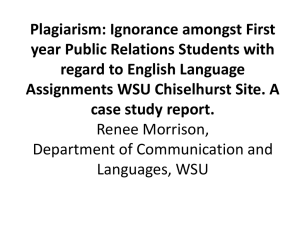 Plagiarism : Ignorance amongst first year Public Relations Students