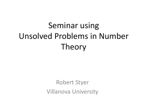 Senior Seminar Using Unsolved Problems in Number Theory