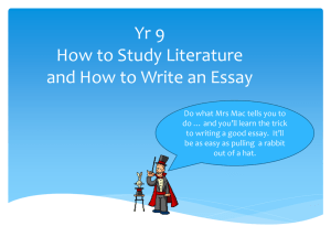 Yr 9 - how to study literature