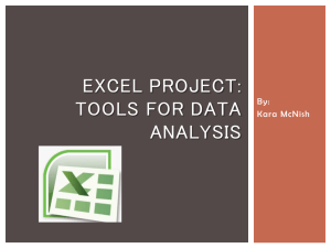 Excel project: tools for data analysis