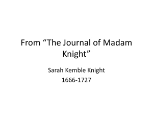 From *The Journal of Madam Knight*