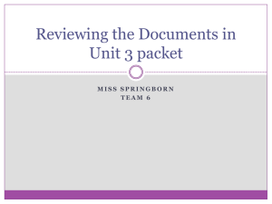 Reviewing the Documents in Unit 3 packet