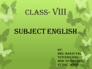 CLASS- VIII SUBJECT: ENGLISH - e-CTLT