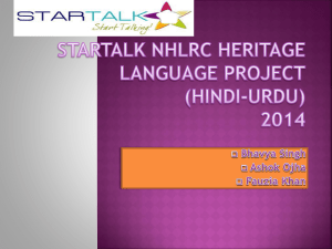 STARTALK NHLRC Heritage Language Project (Hindi