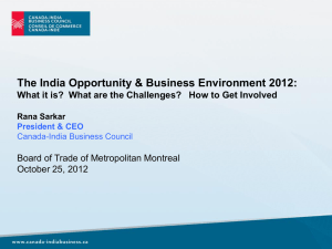 The India Opportunity & Business Environment 2012