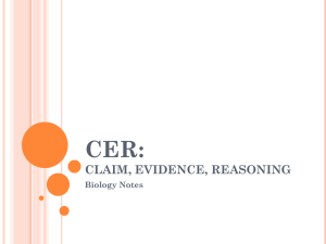 CER: CLAIMS, EVIDENCE, REASONING