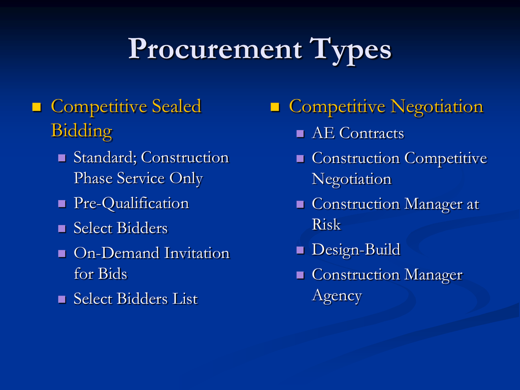 Types of procurement methods