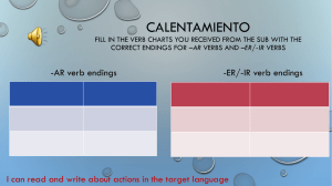 Calentamiento Fill in the verb charts you received at the door with