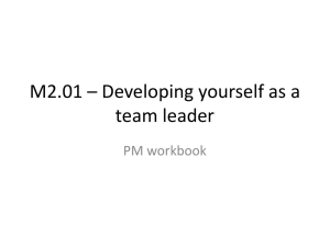 M2.01 * Developing yourself as a team leader