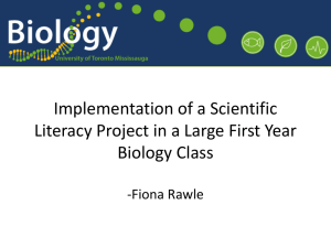 Implementation of a Scientific Literacy Project in a Large First Year