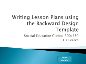 Writing Lesson Plans using the Backward Design Method