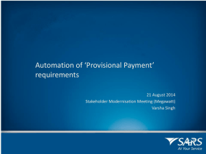 Automation of Provisional Payments – Varsha – 21Aug2014