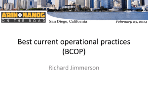 Best current operational practices (BCOP)