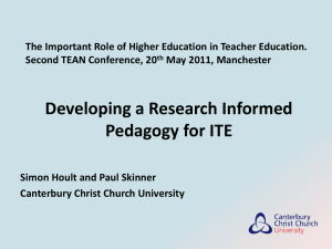 Developing a Research Informed Pedagogy for ITE