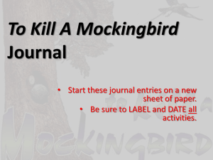 To Kill A Mockingbird Journal