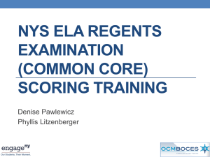 CCLS ELA Regents Scoring Overview Skeleton