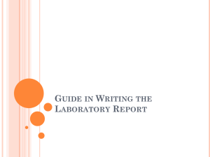 Guide in Writing the Laboratory Report