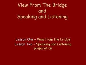 View From The Bridge and Speaking and Listening