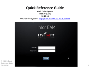 Quick Reference Guide Work Order System Infor 10 (EAM