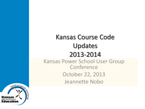 Kansas Course Codes Proposed Updates 2013-2014