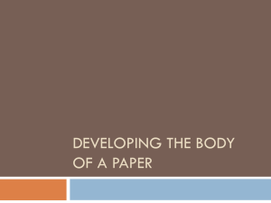 Developing the Body of a Paper