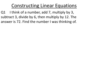Constructing Linear Equations Powerpoint for