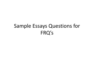 Sample Essays Questions for FRQ*s