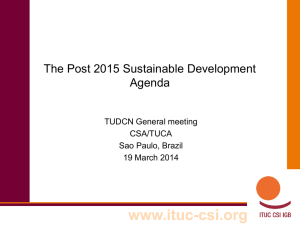 The Post-2015 Sustainable Development Agenda