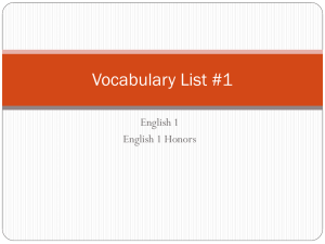 Vocabulary List #1