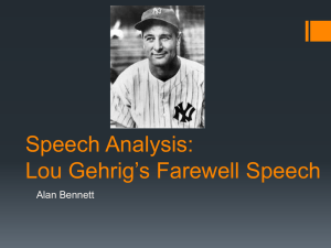 Speech Analysis Lou Gehrig`s farewell