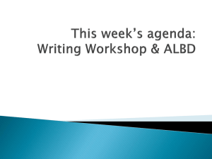 Writing Workshop & ALBD Objectives: CCSS.ELA-Literacy.W.9