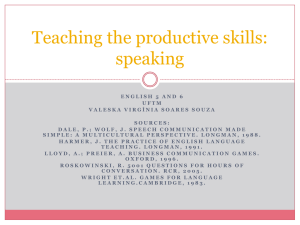 Teaching the productive skills: speaking