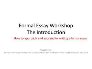 Formal Essay Workshop