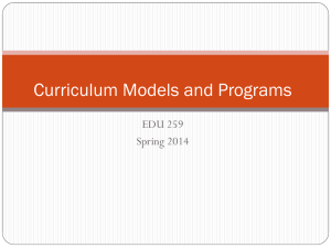 Curriculum Models and Programs