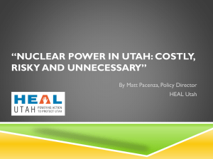 Nuclear Power in Utah: Costly, Risky and Unnecessary
