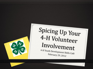 Spicing Up Your 4-H Volunteer Involvement - Indiana 4-H