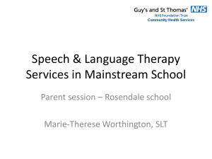 Speech & Language Therapy Services in Mainstream School