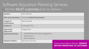 Engagement Kickoff Presentation - Planning Services Partner Portal