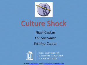 Culture & Communication on Campus *Culture Shock (Beyond the