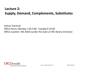 Lecture 2: Supply, Demand, Complements, Substitutes