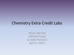Chemistry Extra Credit Labs